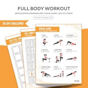 30 Day Full Body Workout Challenge, Bodyweight Exercises for Beginners, Full Body Workout Plan, 30 Day Workout Challenge, Fitness Planner
