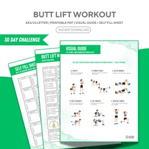 30 Day Butt Lift Workout Challenge, Bodyweight Exercises for Beginners, Glute Growth Workout Plan, 30 Day Workout Challenge, Fitness Planner