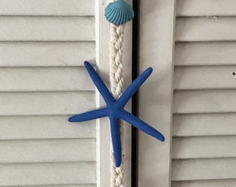 Starfish wall hanging/door hanger, coastal wall decor, gift for beach lovers, blue shell decor, beach cottage, ships in a day, nautical art