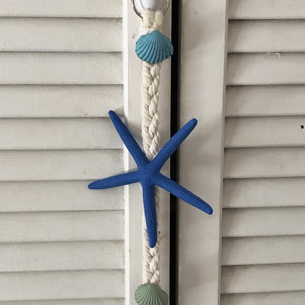 Starfish wall hanging/door hanger, coastal wall decor, gift for beach lovers, blue shell decor, beach cottage, ships in a day, nautical art