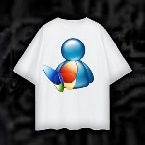 Frutiger Aero MSN Icon T-Shirt – Oversized Y2K Internetcore Tee, 100% Cotton, Unisex Loose Fit, Retro Digital Aesthetic, High-Quality Print