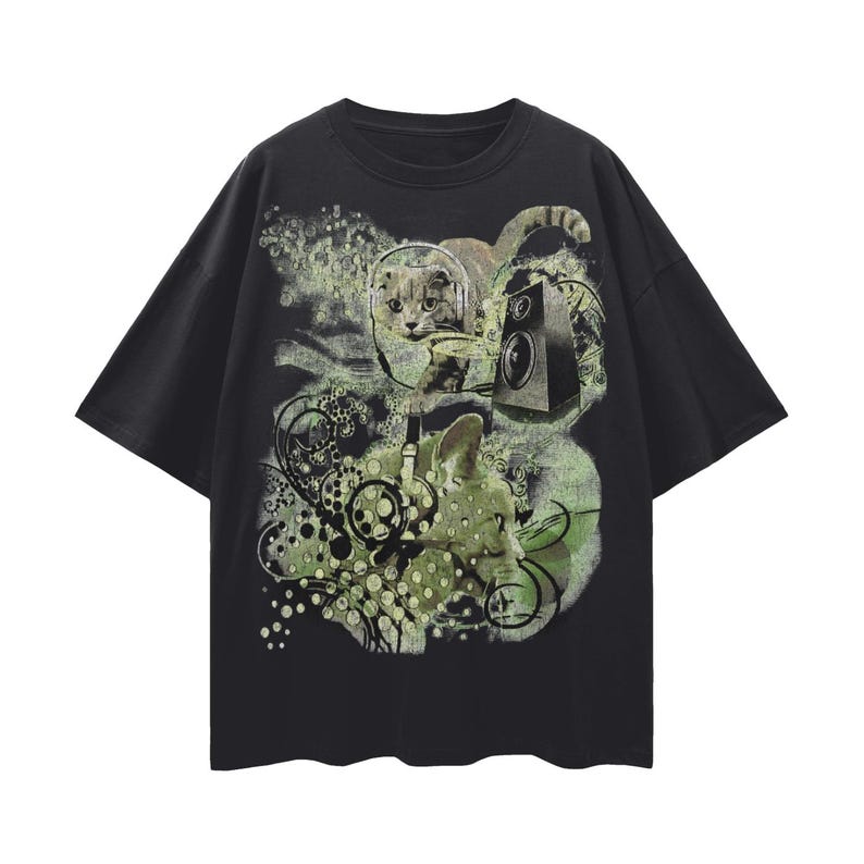 Frutiger Aero Cat Graphic T-Shirt, Y2K Music Tee image 5