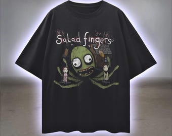 Camiseta Salad Fingers, camiseta gráfica de serie web espeluznante, terror surrealista, animación de culto