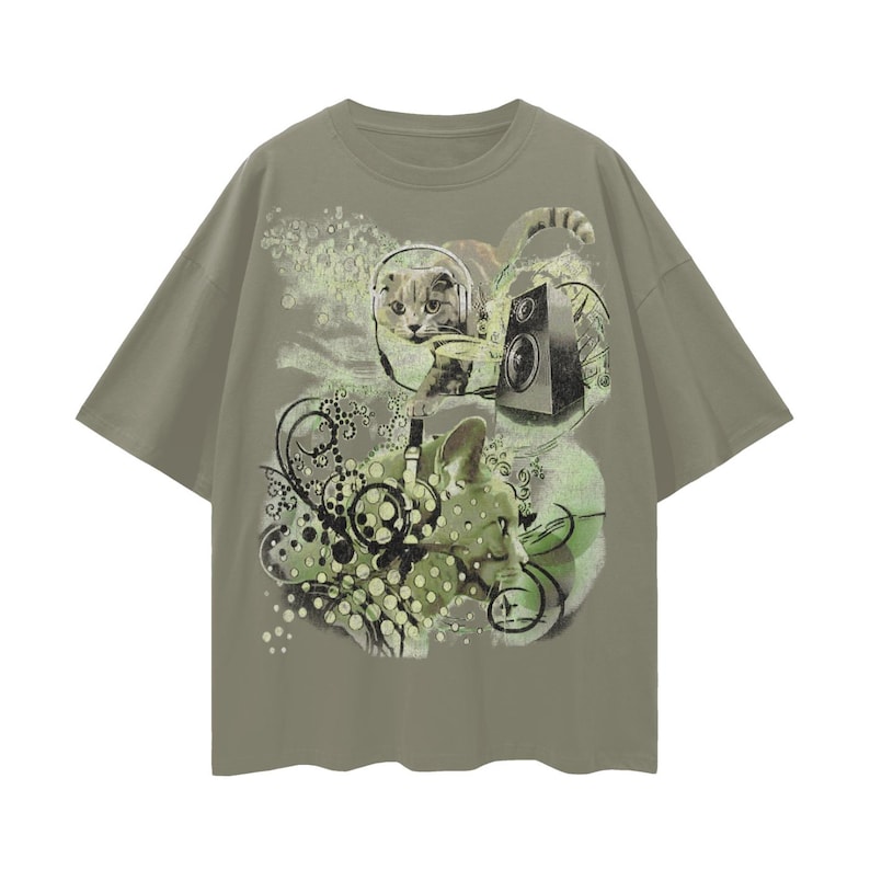 Frutiger Aero Cat Graphic T-Shirt, Y2K Music Tee image 4