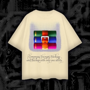 WinRAR T-Shirt – Compress Encrypt Package Backup Tee, 100% Cotton Loose Fit, Tech Nostalgia Aesthetic, High-Quality Print