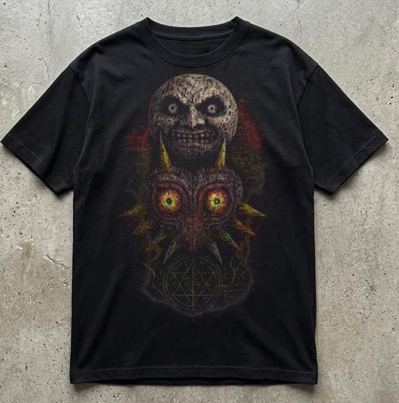 Majora's Mask Oversized T-shirt: Zelda Retro Game Tee, 100% Cotton