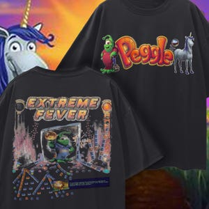 Maglietta Peggle, 100% cotone, taglia oversize, con stampa di Bjorn e Splork.