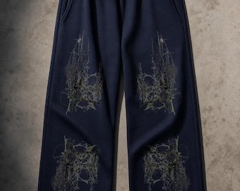 Spodnie dresowe z grafiką Cybersigilism | Spodnie dresowe Grunge Y2K Streetwear | Dark Alternative Apparel