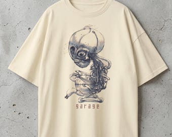 Garage Bad Dream Adventure, Surreal Horror Oversized Cotton T-Shirt