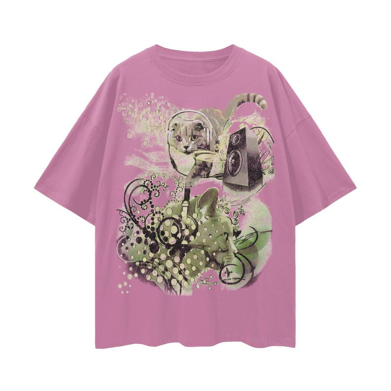 Frutiger Aero Cat Graphic T-Shirt, Y2K Music Tee image 6