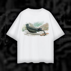 Cambrian Opabinia T-Shirt – Oversized Prehistoric Science Tee, 100% Cotton Unisex Loose Fit, Paleontology Aesthetic, High-Quality Print