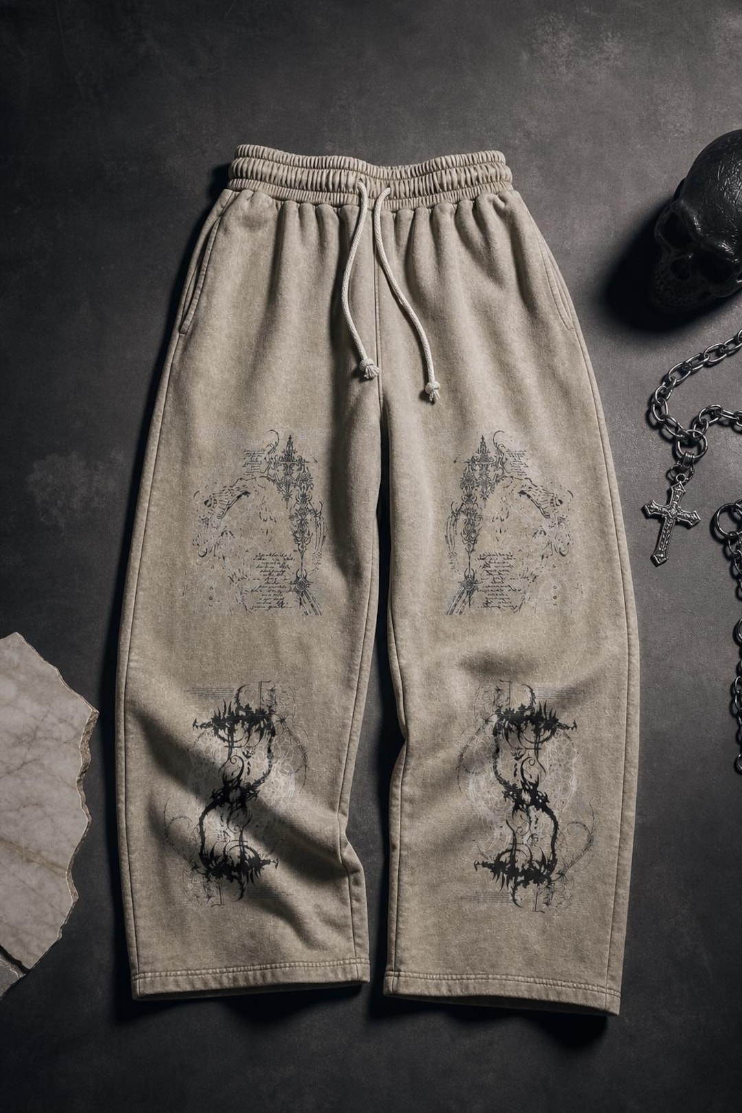 Y2K Cybersigil Acid Wash Pants Unisex Baggy Streetwear Gothic Rave