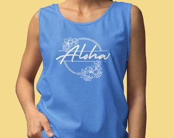 Aloha Floral Tank Top: Hawaiian Sleeveless Shirt, Beach Apparel