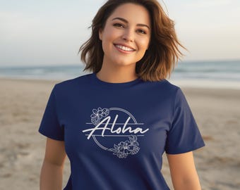 Aloha Floral Print T-Shirt: Unisex Hawaiian Beach Top