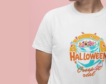 Creep It Real Halloween T-Shirt Unisex Spooky Graphic Tee Black White Cotton