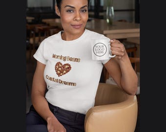 T-shirt amateur de café côtier : grains de café et rêves d'océan - T-shirt en coton unisexe