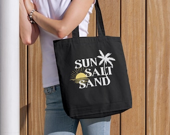 Sun Salt Sand Canvas Tote Bag: Eco-Friendly Beach Shoulder Bag