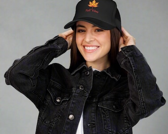 Embroidered Fall Vibes Trucker Hat, Autumn Accessory