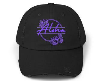 Aloha Floral Distressed Cap: Vintage Cotton Dad Hat