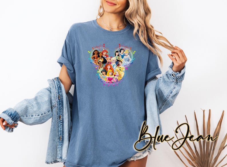 All Disney Princesses Tee Mickey Head Shirt, Comfort Colors Tee, Disney Trip Shirt, Mickey Mouse Shirt, Anna Shirt, Elsa Tshirt image 3