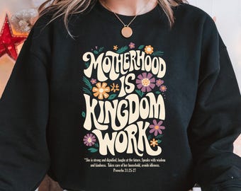 Motherhood is Kingdom Work Shirt, Christian Mom Shirt, Retro Christian Mom T Shirt, Christian Mothers Day Shirt, Bible Shirt
