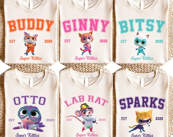 Disney Super Kitties Shirt, Buddy Cat Shirt, Bitsy Cat Shirt, Ginny Cat Tee, Sparks Cat Tee, Disneyland Girls Trip Shirt, Disney Kids Shirt