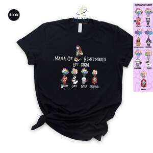 Mama Of Nightmares Shirt, Personalized Mom Tee, Custom Disney Shirt, Disney Mom T-Shirt, Mothers Day Tee, Kids Names Tee, Scary Sally Shirt image 5
