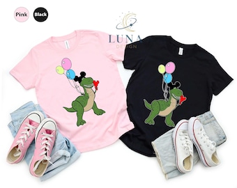 Disney T Rex T-shirt, Funny Disney Shirt, Dinosaur With Mickey Ears, Disney Vacation Shirt, Kids Clothing, Mickey Balloon Shirt, Disney Tees