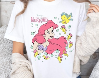 Little Mermaid Ariel Shirt | Women's Disney Tee | Cute Girls Ariel Top | Ariel Mermaid Graphic Shirt for Adults & Kids