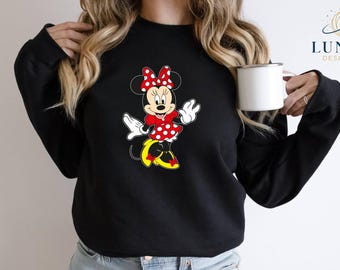 Minnie Sweatshirt, Disney Sweater, Retro Vibes, Cartoon Sweatshirt, Vintage Sweatshirts, Minnie Mouse Gift, Birthday Shirt, Disney T-shirt