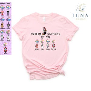 Mama Of Nightmares Shirt, Personalized Mom Tee, Custom Disney Shirt, Disney Mom T-Shirt, Mothers Day Tee, Kids Names Tee, Scary Sally Shirt image 1