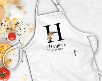 Personalized Apron, Custom Cooking Apron, Name Apron, Kitchen Apron, Mothers Day Gift, Valentine Apron Gift, Floral Apron, Gift For Chef