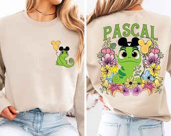 Vintage Tangled Pascal Shirt, Rapunzel Family Shirt, Tangled Shirt, Magic Kingdom Shirt, Disneyland Trip Tee, Disney Floral Shirt