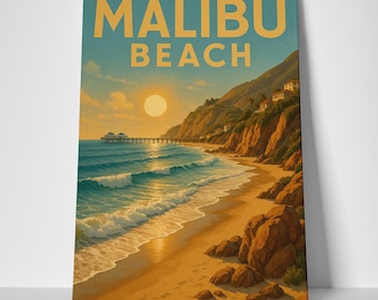 Malibu Beach Poster or Canvas