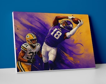 Justin Jefferson Vikings Poster: Football Art, Man Cave Decor