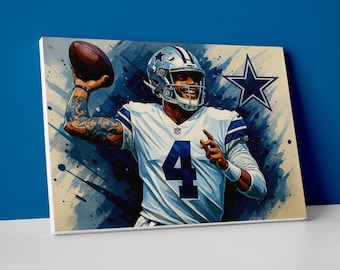Dak Prescott Cowboys Poster: Football Wall Art