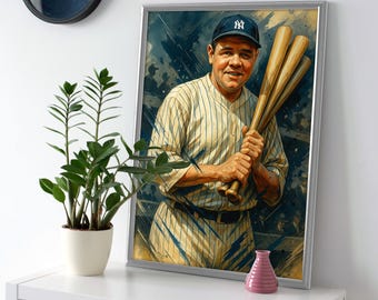 Babe Ruth Yankees Art: Baseball Legend Poster or Canvas