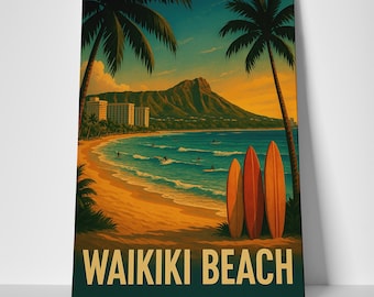 Waikiki Beach Poster or Canvas