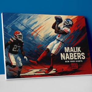 Malik Nabers Poster or Wrapped Canvas - Malik Nabers Catch NY Giants Painting Wall Art