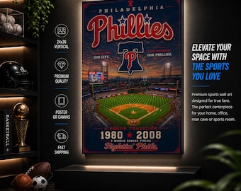 Philadelphia Phillies Stadium Poster or Canvas, Baseball Wall Art, Citizens Bank Park Art, Man Cave Decor