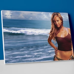 Jessica Alba Beach Poster or Wrapped Canvas - Jessica Alba Wall Decor