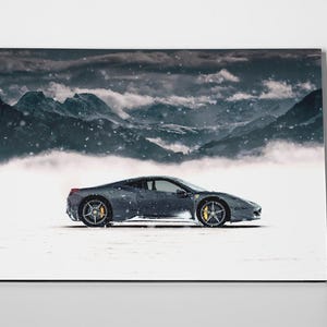 Ferrari Snow Poster or Wrapped Canvas