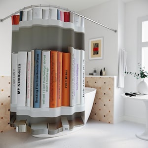 Funny Humorous Shower Curtain Book Titles & Humorous Sayings Bathroom Decor Literary Gift Unique Home Decoration Sarcastic Bathroom Art