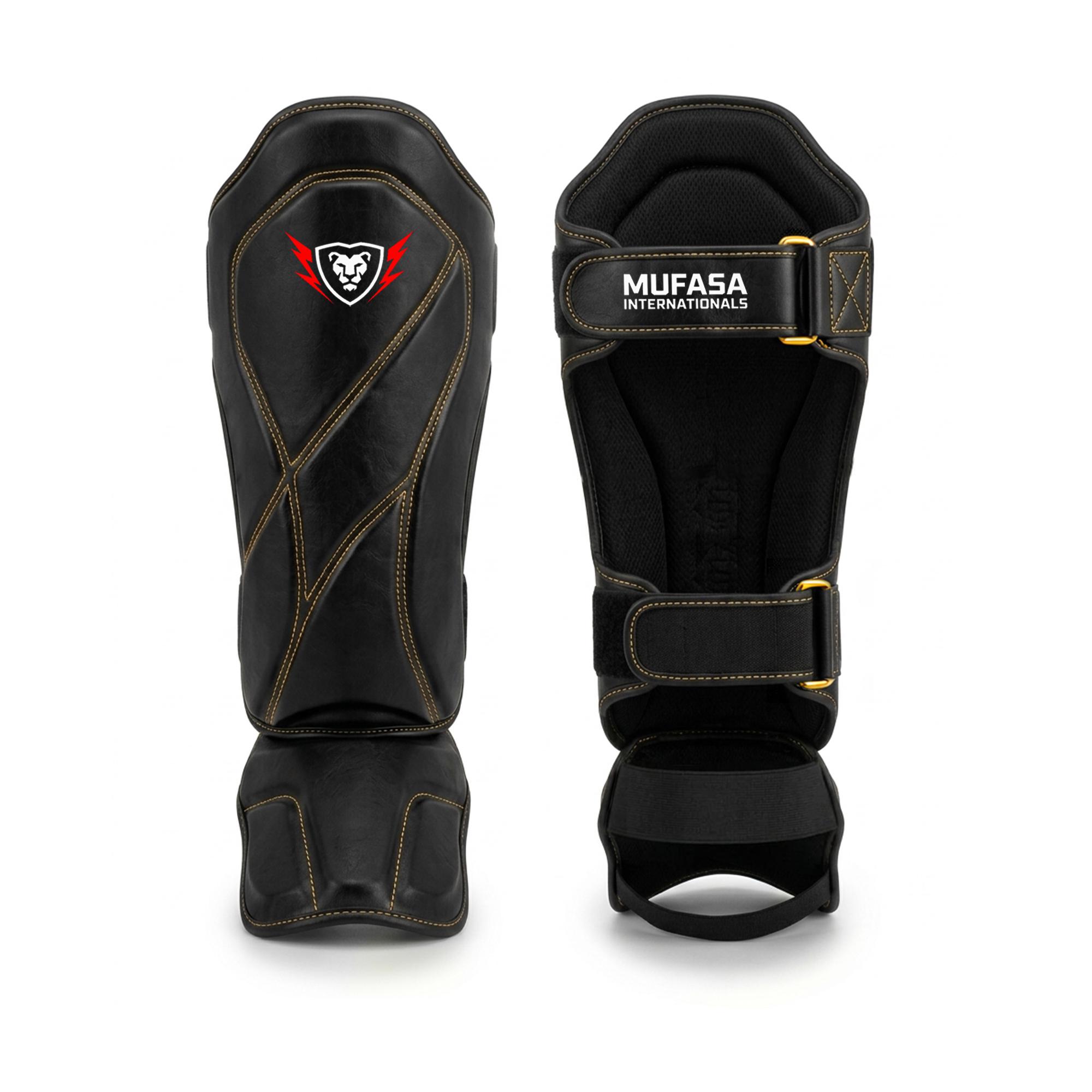 Personalized Cowhide Leather Shin Guards, Muay Thai MMA Leg Guards with Instep Protection