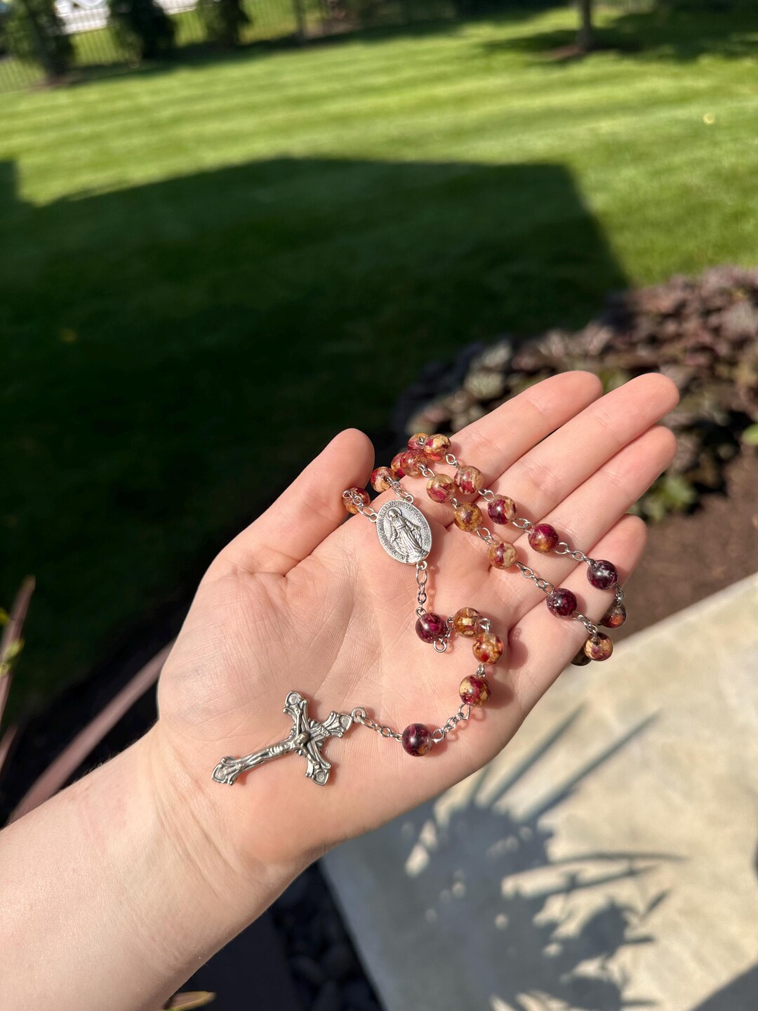 Full Memorial Rosary, made with your flower petals, Resin Flower Rosary, Wedding flowers, Funeral flowers, Anniversary flowers, Keepsake