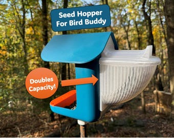 XL Seed Hopper: DOUBLES Capacity for Bird Buddy, PETG Plastic