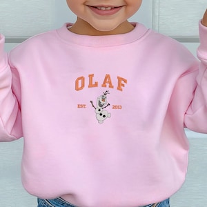 Olaf Kids Embroidered Sweater, Cute Snowman Crewneck, Winter Cartoon Pullover, Cozy Toddler Sweatshirt, Holiday Gift for Kids EH374