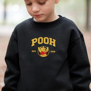 Winnie The Pooh Embroidered Sweatshirt, Cute Kids Sweater, Vintage Cartoon Pullover, Back To School Outfit, Cozy Gift For Children EH364