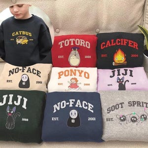 Anime Embroidered Youth Sweatshirt, Cute Japanese Cartoon Characters Tee, Aesthetic Manga Birthday Gift For Kids Boys Girls ESH2236-2242
