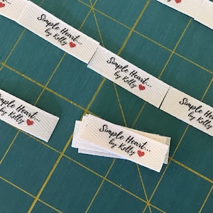 CUSTOM - 0.5 Inch CUT Twill Ribbon - Flat or Folded, Printed Sew-in Fabric Label (natural or white)